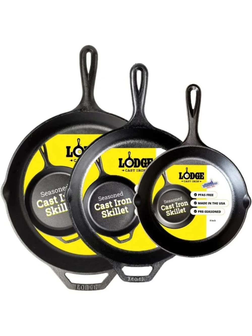 Pre-Seasoned Cast Iron Skillet Set - 8
